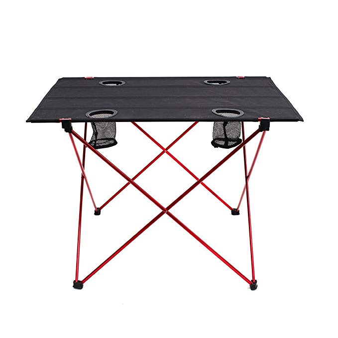 Outry Lightweight Folding Table Cup Holders, Portable Camp Table