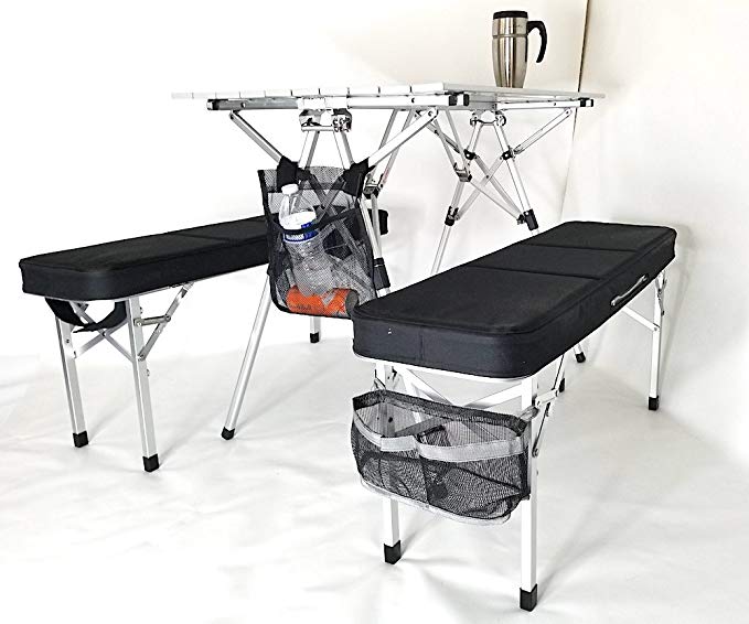 SAME DAY SHIPPING--Oasis RAPTOR II Deluxe Compact Table & Bench Set-HEAVY DUTY STYLE-Unique Lightweight SUITCASE STYLE Design-MILITARY GRADE ALUMINUM-10 Years Warranty