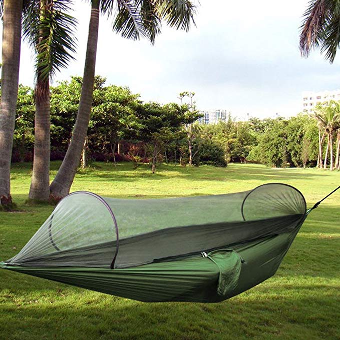 HMLifestyle-Hammock with Mosquito Net,Lightweight Portable Parachute Double Hammock Camping