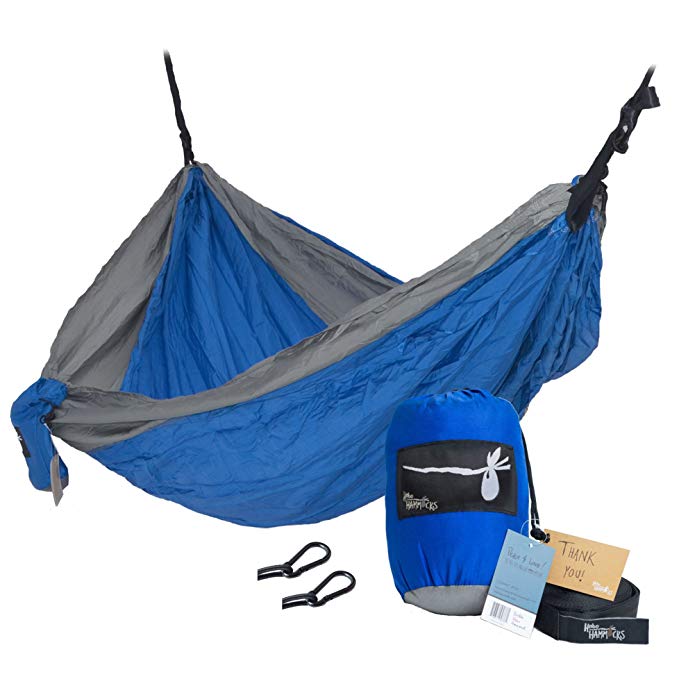 Hobo Hammocks Portable Double Camping Hammock (Webbing Straps And Carabiners Included For Hanging) Parachute Nylon