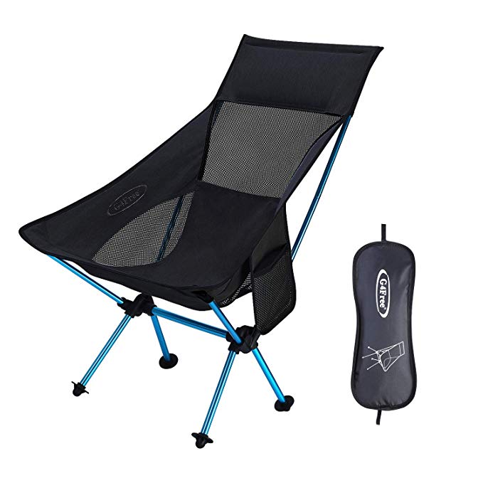 G4Free Lightweight Portable Chair Outdoor Folding Backpacking Camping Chairs for Sports Fishing Beach Picnic,Mesh Back with Side Pouch